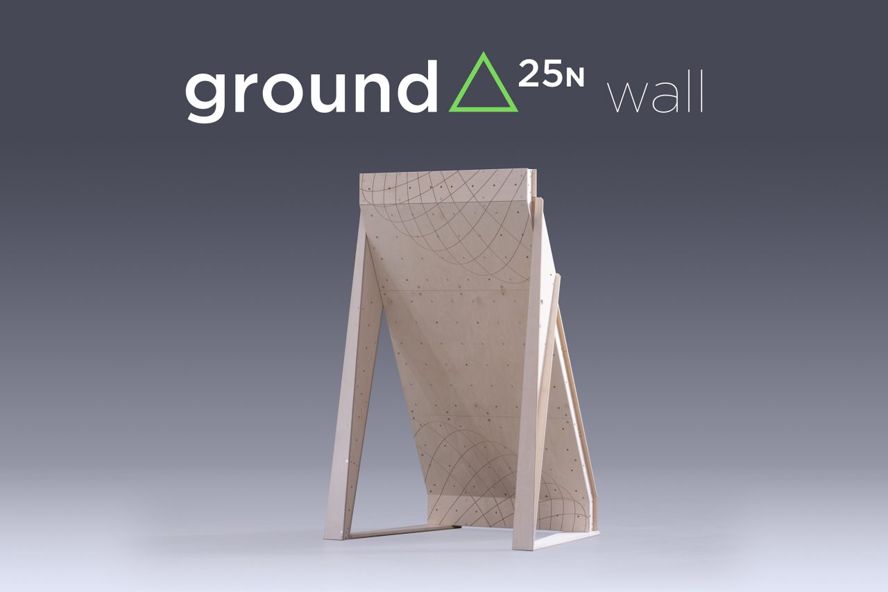 25 board 4ft wide free standing climbing wall for use at home shown in studio